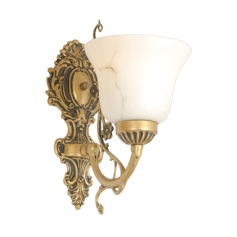 Rynx | 1 Bulb Cream Glass Wall Light Vintage White Floral Kitchen Wall Mount Lighting Fixture
