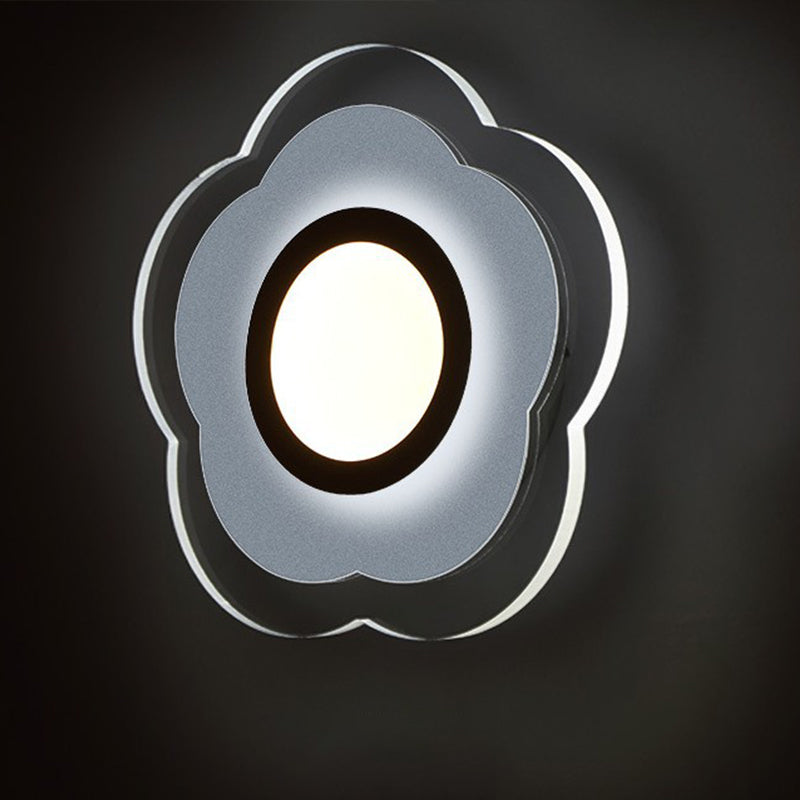 Rynx | Simple Flower Flush Wall Lamp Acrylic Bedroom LED Wall Light Set in Warm/White Light