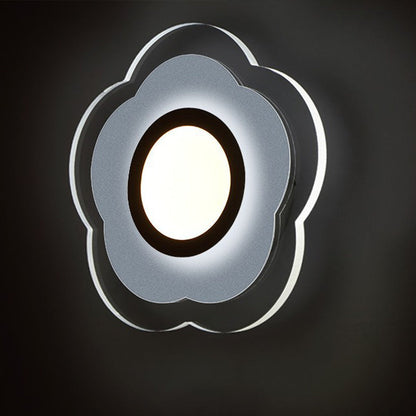 Rynx | Simple Flower Flush Wall Lamp Acrylic Bedroom LED Wall Light Set in Warm/White Light