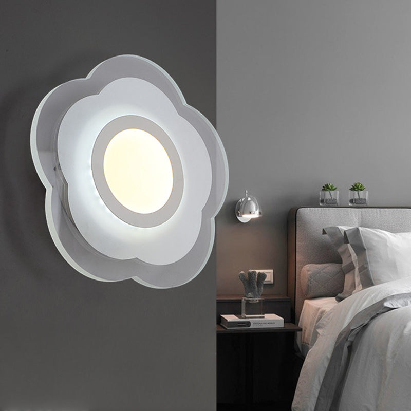 Rynx | Simple Flower Flush Wall Lamp Acrylic Bedroom LED Wall Light Set in Warm/White Light