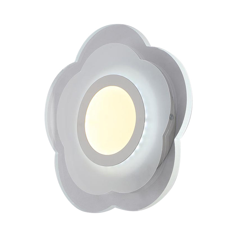 Rynx | Simple Flower Flush Wall Lamp Acrylic Bedroom LED Wall Light Set in Warm/White Light