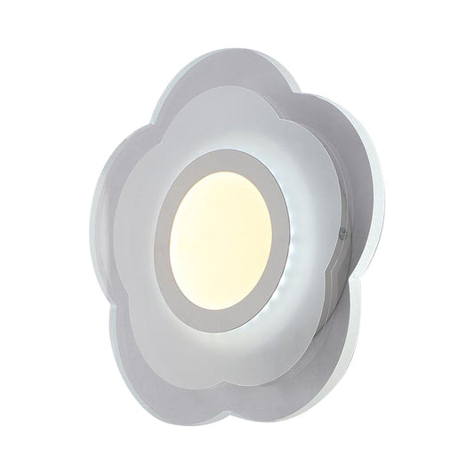 Rynx | Simple Flower Flush Wall Lamp Acrylic Bedroom LED Wall Light Set in Warm/White Light