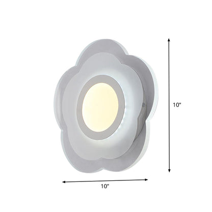 Rynx | Simple Flower Flush Wall Lamp Acrylic Bedroom LED Wall Light Set in Warm/White Light