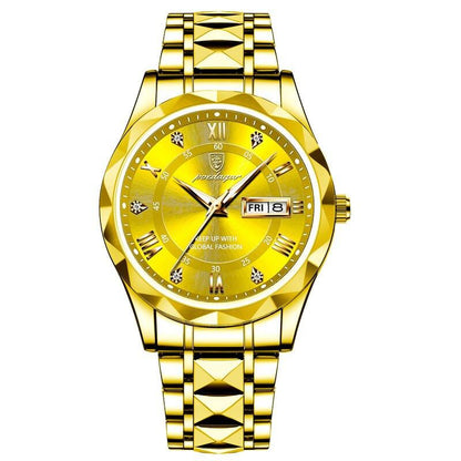 Rynx | Luxury Stainless Steel Quartz Men's Watch with Luminous Date Week Display