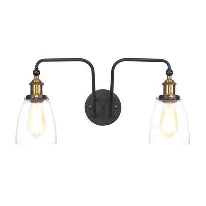 Rynx | 2 Lights Bright Glass Sconce Lamp Industrial Style Black Cone/Bowl Living Room Wall Lighting Idea