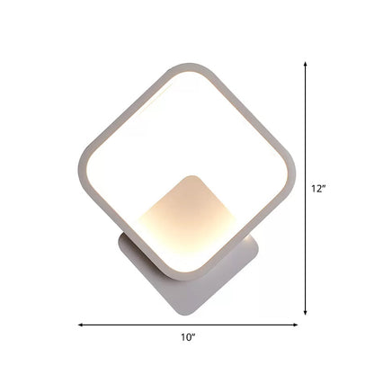 Rynx | Fillet Square Ring Acrylic Wall Light Simplicity White LED Wall Mounted Lamp in Warm/White Light, 10"/12" Wide
