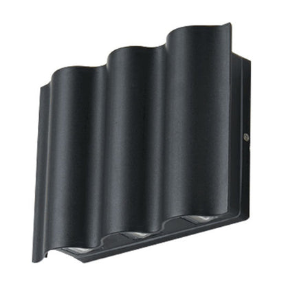 Rynx | 2/4/6-Light Patio LED Wall Light Modern Black Surface Mounted Wall Light with Wavy Metal Shade, Warm/White Light