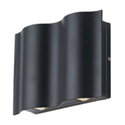 Rynx | 2/4/6-Light Patio LED Wall Light Modern Black Surface Mounted Wall Light with Wavy Metal Shade, Warm/White Light