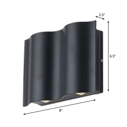 Rynx | 2/4/6-Light Patio LED Wall Light Modern Black Surface Mounted Wall Light with Wavy Metal Shade, Warm/White Light