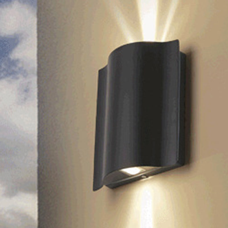 Rynx | 2/4/6-Light Patio LED Wall Light Modern Black Surface Mounted Wall Light with Wavy Metal Shade, Warm/White Light