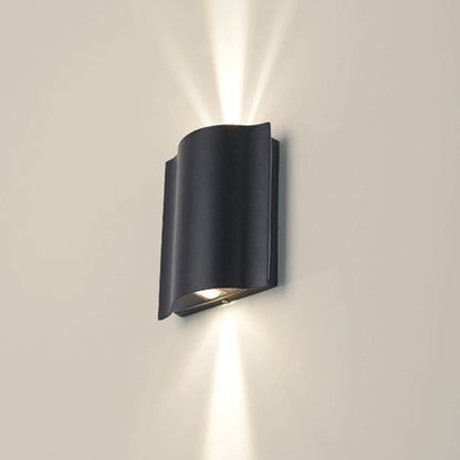 Rynx | 2/4/6-Light Patio LED Wall Light Modern Black Surface Mounted Wall Light with Wavy Metal Shade, Warm/White Light
