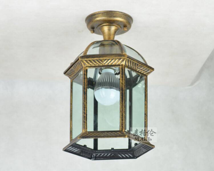 Rynx | HexaLux Outdoor Lantern Ceiling Light | Waterproof | Hexagonal Design | Semi-Surface Mount