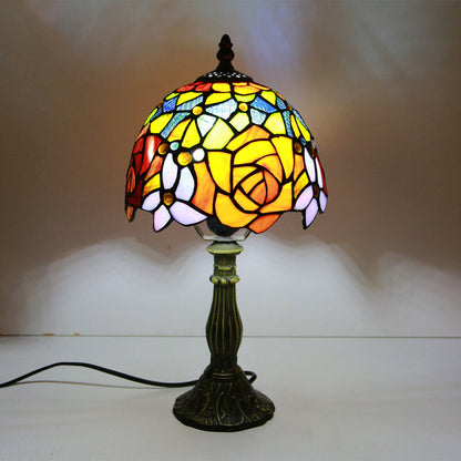 Rynx | Tiffany Vintage Stained Glass Flower Dome 1-Light Table Lamp