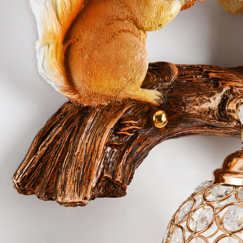 Rynx | Crystanova Wall light | Creative squirrel design | Crystal details | 1-bulb lamp for bedroom