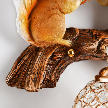 Rynx | Crystanova Wall light | Creative squirrel design | Crystal details | 1-bulb lamp for bedroom