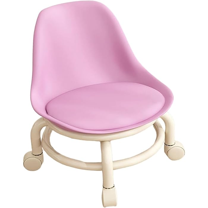Rynx | Low Stool Ottoman, Weight Capacity Children's Stool, Backrest, Small, Living Room Ottoman, Low Chair, Small, Nappa Leather Fabric, Thick, Waterproof, Quiet Wheels, 360 Degrees
