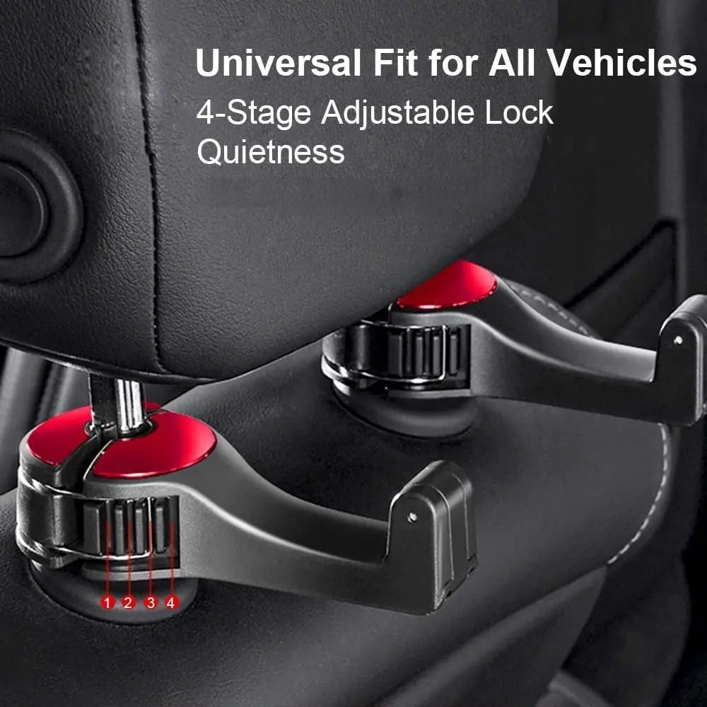 Rynx | 2-in-1 Car Headrest Hooks – Holds Bags & Serves as Smartphone Holder
