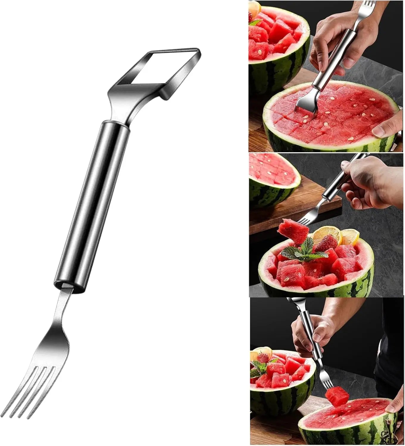 Rynx | 2-in-1 Stainless Steel Watermelon Cutter – Cut & Serve with just one tool