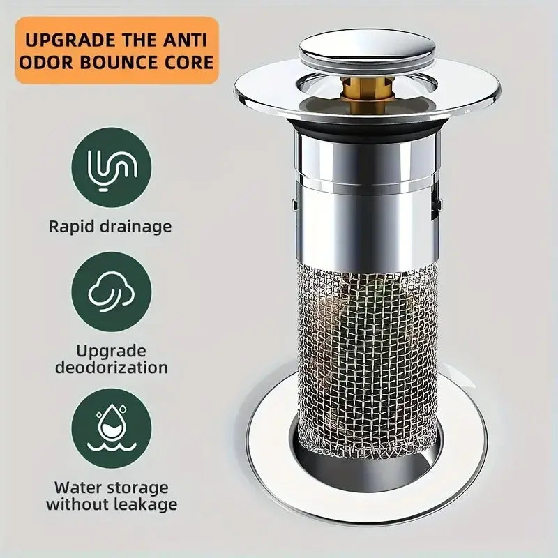 Rynx | Stainless Steel Pop-Up Drain Strainer for Effortless Clog Prevention