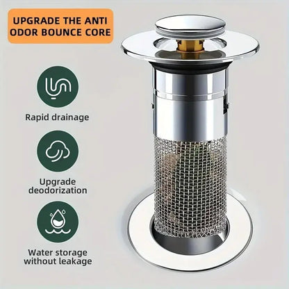 Rynx | Stainless Steel Pop-Up Drain Strainer for Effortless Clog Prevention