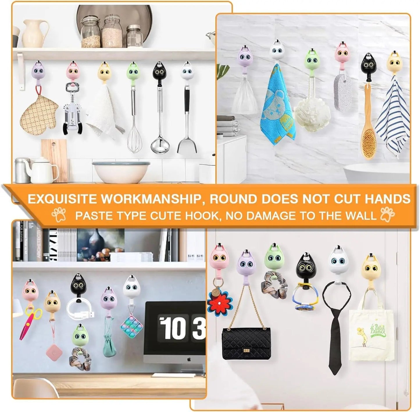 Rynx | Self-adhesive Cat Hooks – Cute, Sturdy & No Drilling