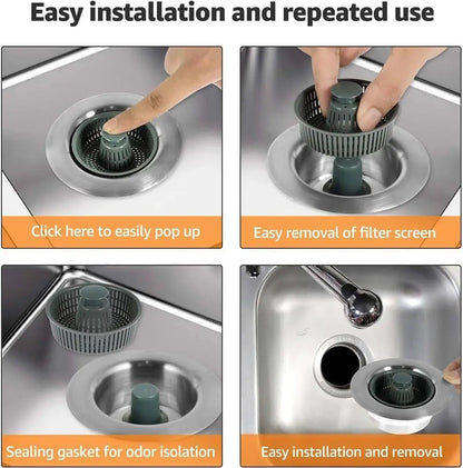Rynx | Sink Drain Strainer – Anti-Blocking & Odor PRedection with Push Button