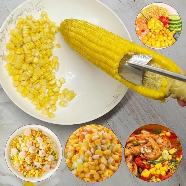 Rynx | Stainless Steel Corn Peeler with Long Handle for Quick Peeling