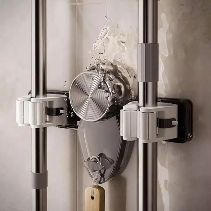 Rynx | Strong broom holder without drilling – Space-saving & safe storage