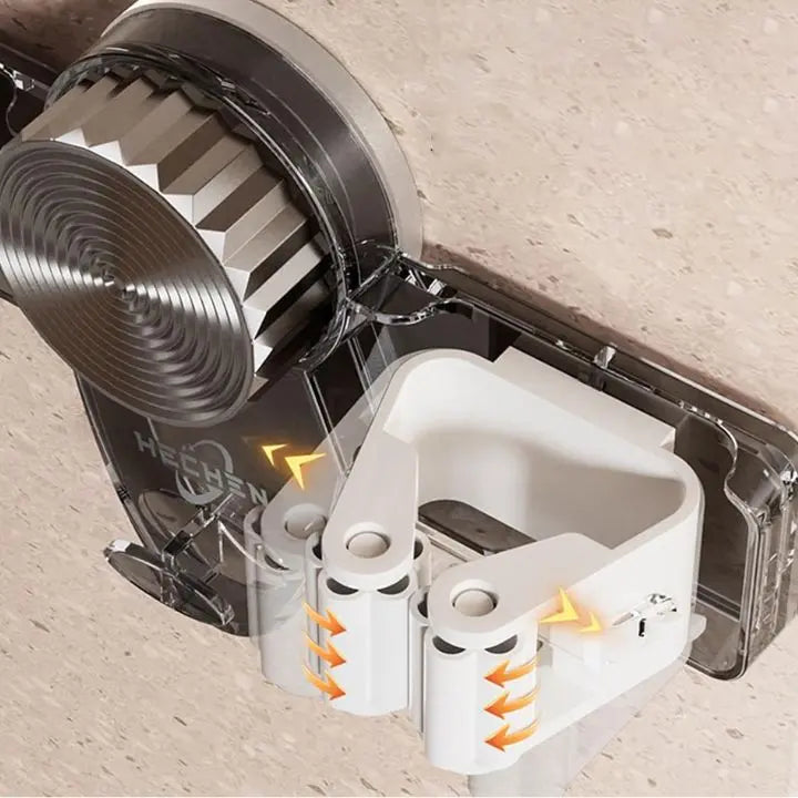 Rynx | Strong broom holder without drilling – Space-saving & safe storage
