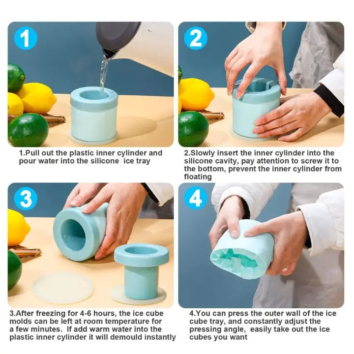 Rynx | Cylindrical Ice Cube Tray made of Silicone – 60 Mini Cubes for Drinks