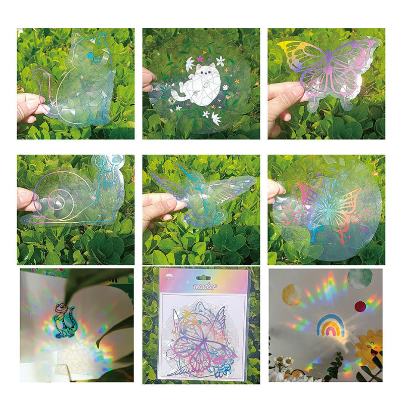 Rynx | PVC Colorful Adsorption Rainbow Glass Window Stickers, 6 pcs