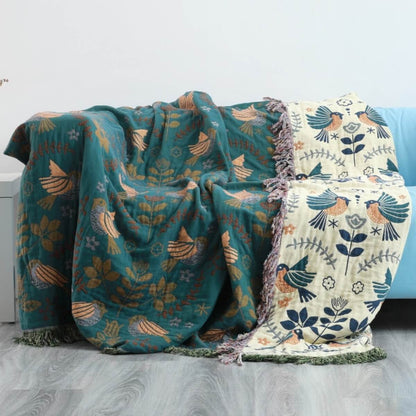 Rynx | Reversible Scandinavian Bird Throw Blanket