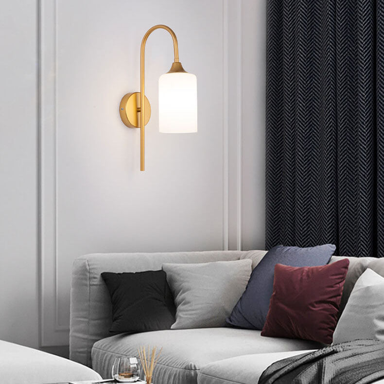 Rynx | GlintArc Wall Lamp | Minimalist Cylinder Glass Design | Flexible Arm | 1-Light Wall Light for Stylish Spaces