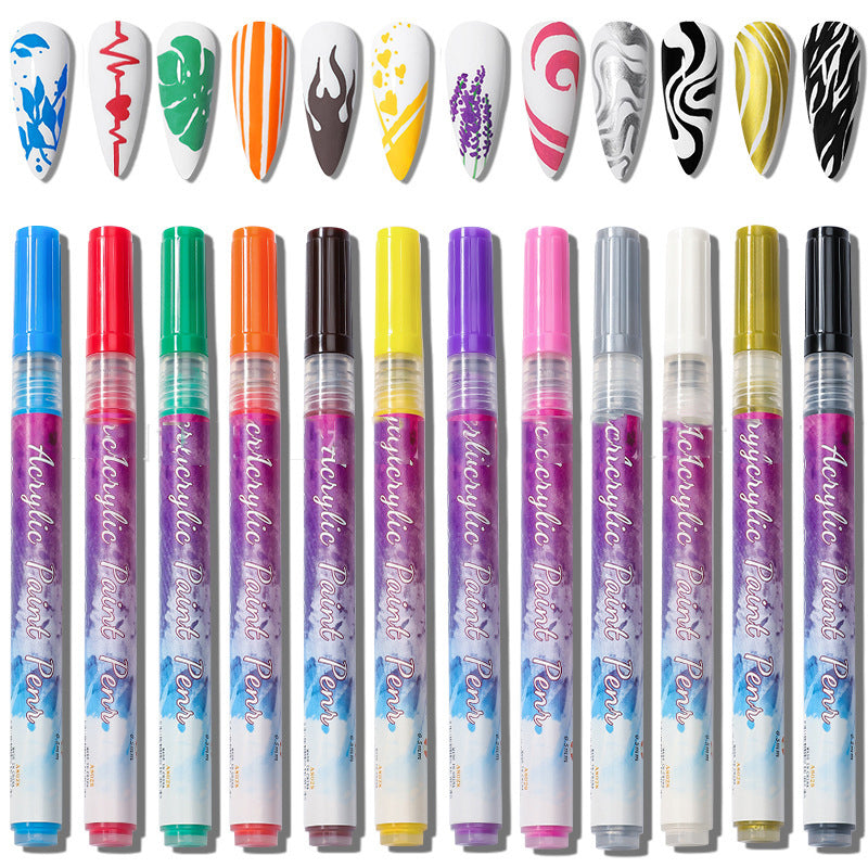 Rynx | 12-color ultrathin curved nail pen