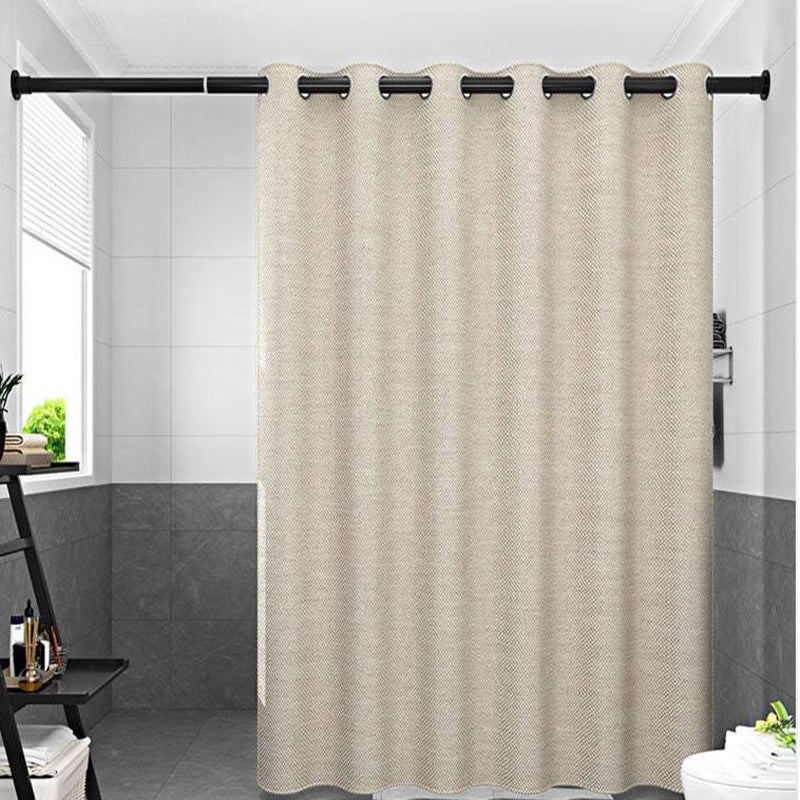 Rynx | Thick Beige Linen Fabric Shower Curtain
