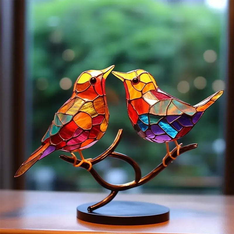 Rynx | VöGel On Branches Colored Acrylic Ornaments, Double-Sided Multicolored Style