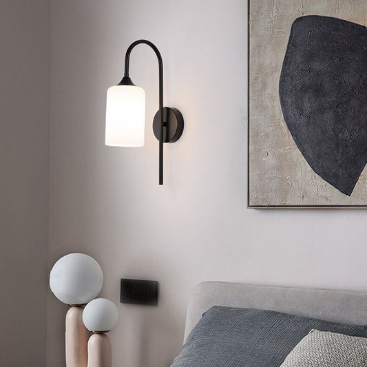 Rynx | GlintArc Wall Lamp | Minimalist Cylinder Glass Design | Flexible Arm | 1-Light Wall Light for Stylish Spaces