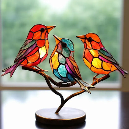 Rynx | VöGel On Branches Colored Acrylic Ornaments, Double-Sided Multicolored Style