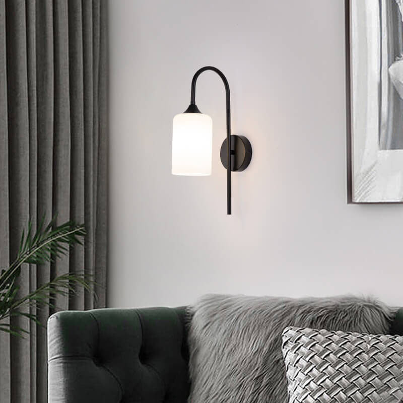 Rynx | GlintArc Wall Lamp | Minimalist Cylinder Glass Design | Flexible Arm | 1-Light Wall Light for Stylish Spaces