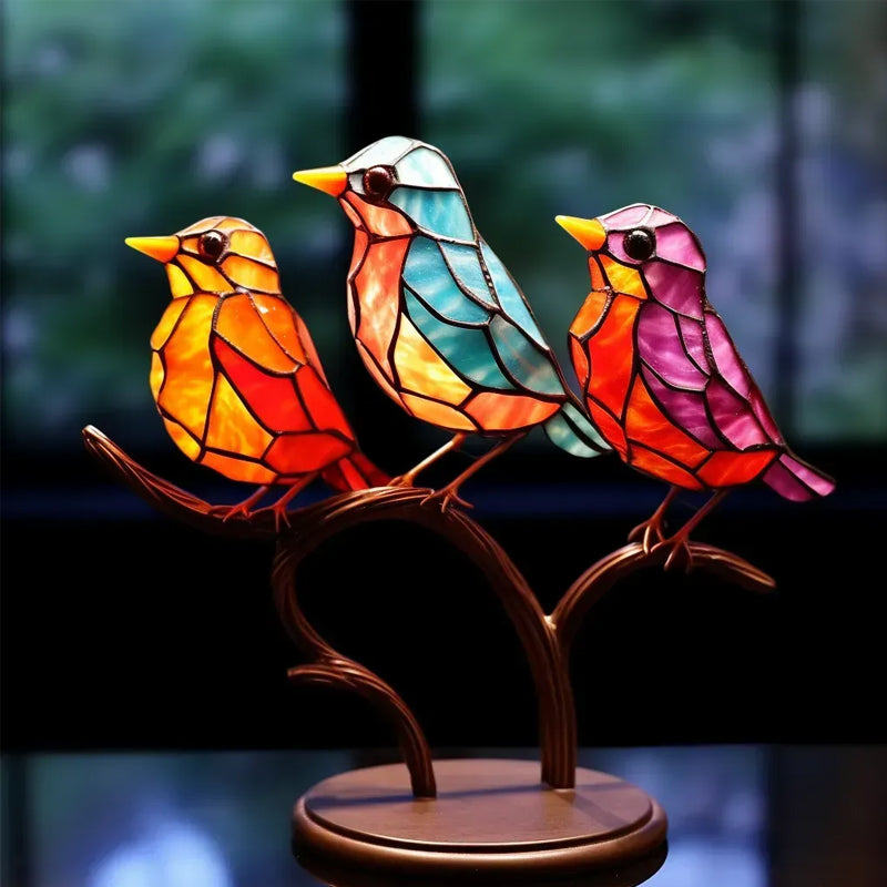 Rynx | VöGel On Branches Colored Acrylic Ornaments, Double-Sided Multicolored Style
