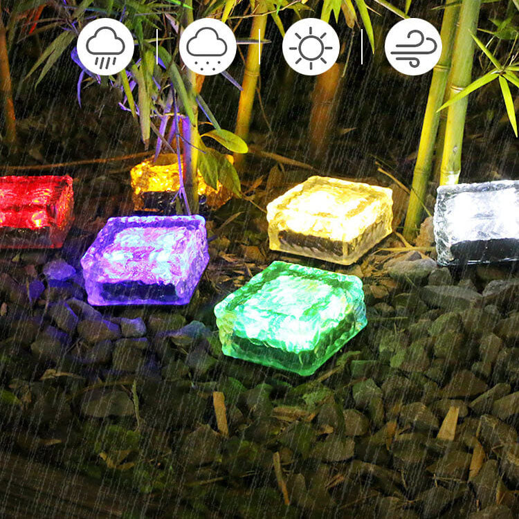 Rynx | IceGlow Solar LED Floor Recessed Light | Waterproof | Glass Effect | Garden Lighting in Various Colors