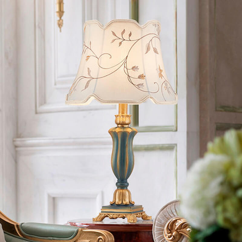 Rynx | Round Fabric Resin Base Classic 1-Light Table Lamp
