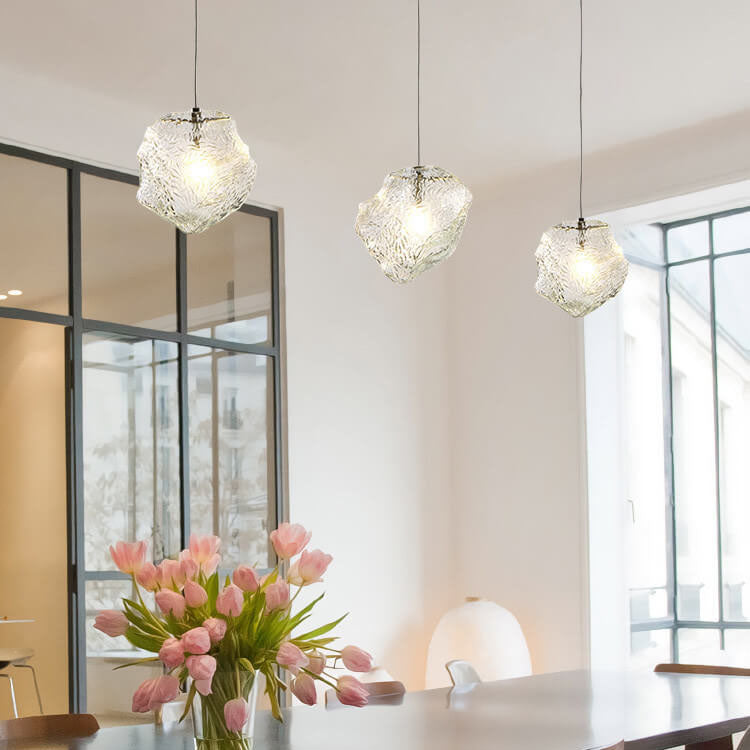 Rynx | IceLume Nordic Pendant Light | Creative Ice Cube Glass Design | 1-bulb Hanging Light | Modern Elegance