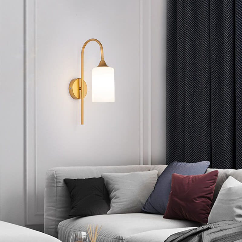 Rynx | GlintArc Wall Lamp | Minimalist Cylinder Glass Design | Flexible Arm | 1-Light Wall Light for Stylish Spaces