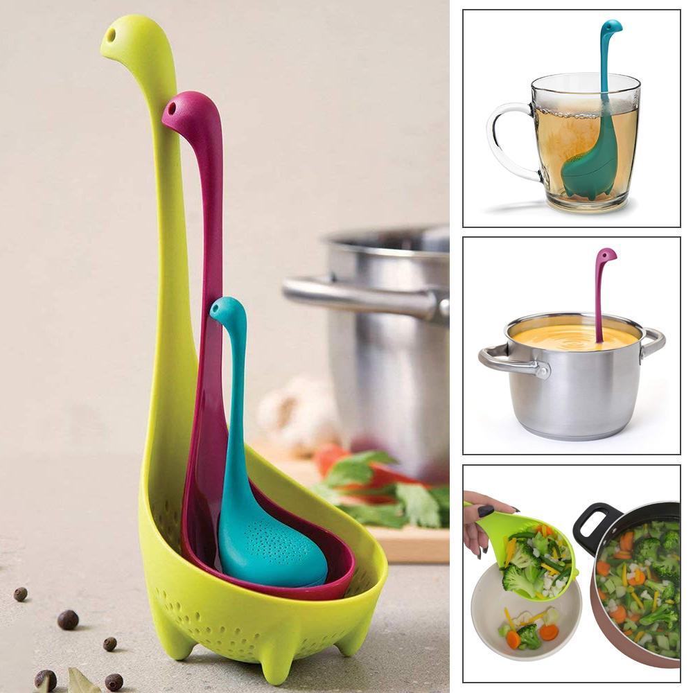 RYNX | Nice Loch Ness Monster Set Strainer, Soup Ladle, Tea Strainer