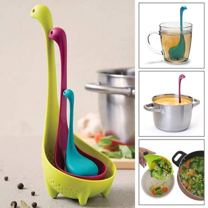 RYNX | Nice Loch Ness Monster Set Strainer, Soup Ladle, Tea Strainer