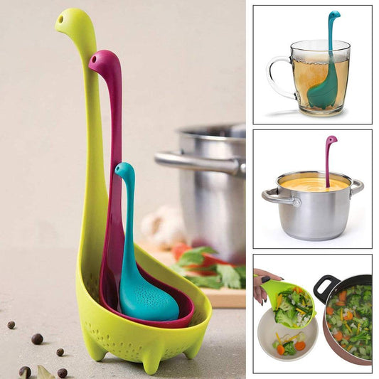 RYNX | Nice Loch Ness Monster Set Strainer, Soup Ladle, Tea Strainer