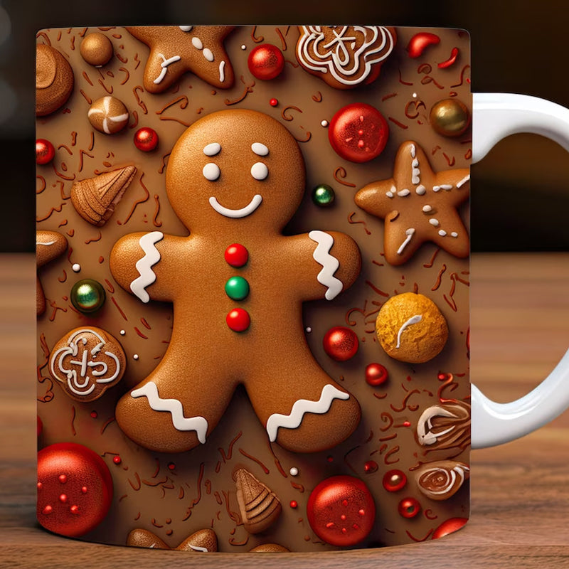 Rynx | 3d Christmas Gingerbread Man Ceramic Coffee Mug