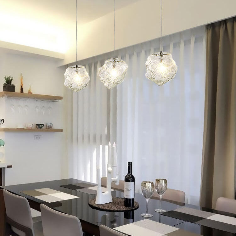 Rynx | IceLume Nordic Pendant Light | Creative Ice Cube Glass Design | 1-bulb Hanging Light | Modern Elegance