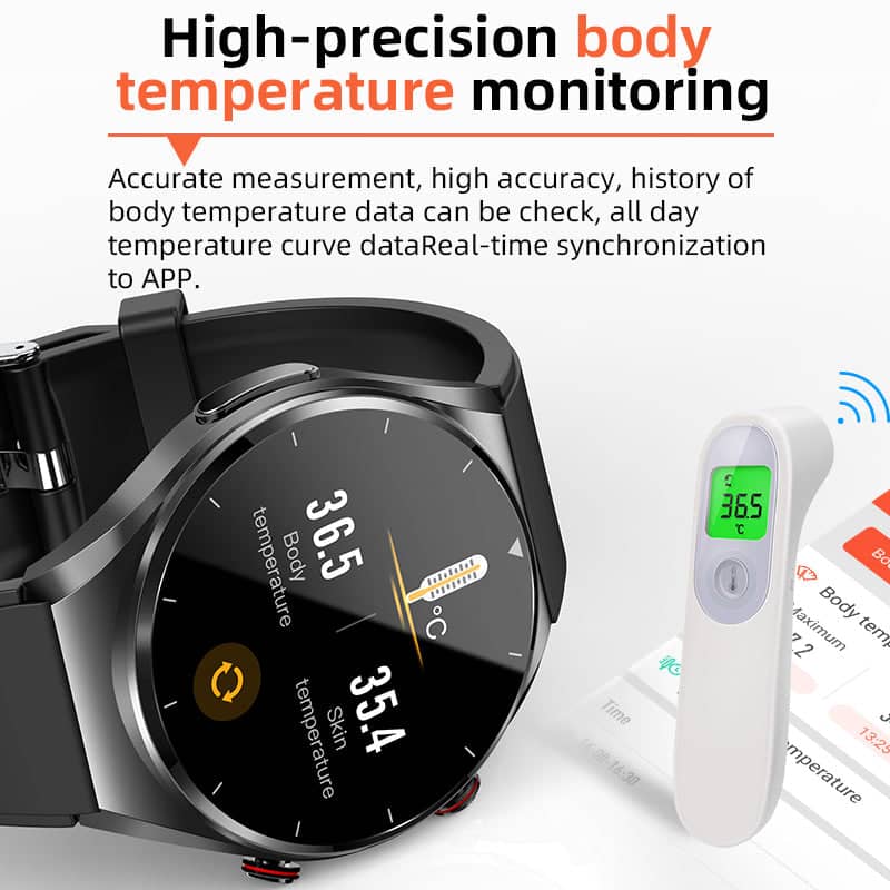 RYNX | One-Click Blood Sugar Blood Pressure Ekg/Ecg Hrv Heart Monitoring Suga Pro Health Smartwatch